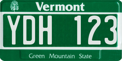 VT license plate YDH123
