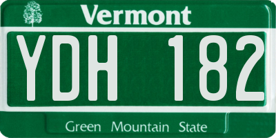 VT license plate YDH182