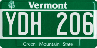 VT license plate YDH206