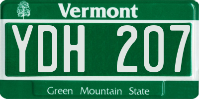 VT license plate YDH207