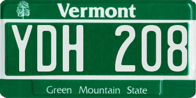 VT license plate YDH208