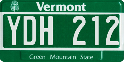 VT license plate YDH212