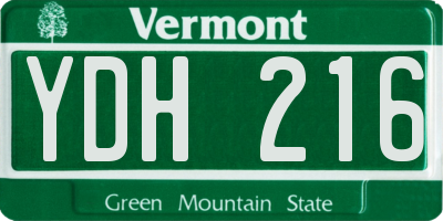 VT license plate YDH216