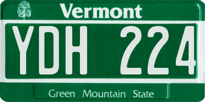 VT license plate YDH224