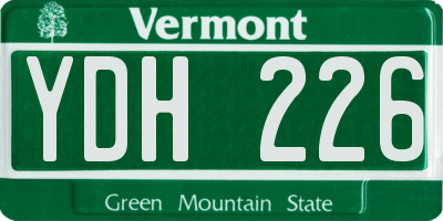 VT license plate YDH226