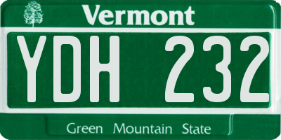 VT license plate YDH232