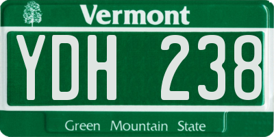 VT license plate YDH238