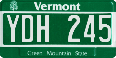 VT license plate YDH245