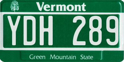 VT license plate YDH289