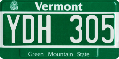 VT license plate YDH305
