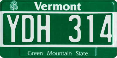 VT license plate YDH314