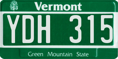 VT license plate YDH315