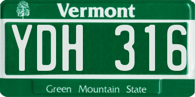 VT license plate YDH316