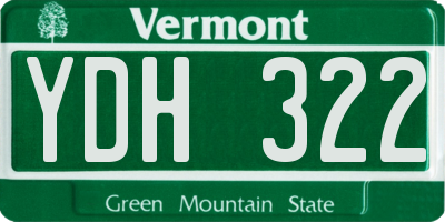 VT license plate YDH322