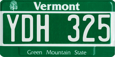 VT license plate YDH325