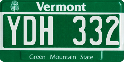 VT license plate YDH332