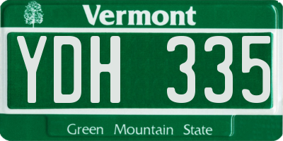 VT license plate YDH335