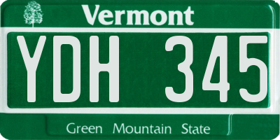 VT license plate YDH345