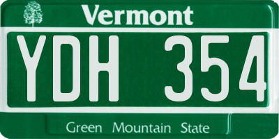 VT license plate YDH354