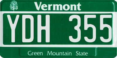 VT license plate YDH355