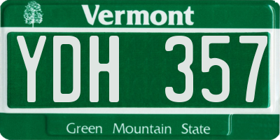 VT license plate YDH357