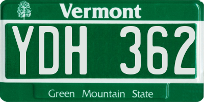 VT license plate YDH362