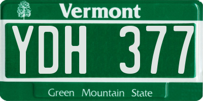 VT license plate YDH377