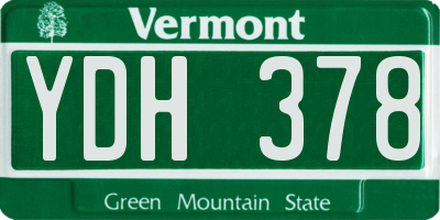 VT license plate YDH378