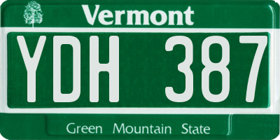 VT license plate YDH387