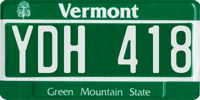 VT license plate YDH418