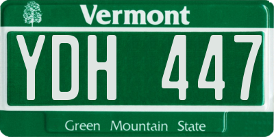 VT license plate YDH447