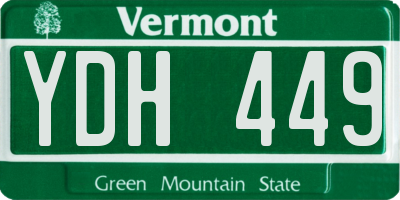 VT license plate YDH449