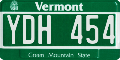VT license plate YDH454