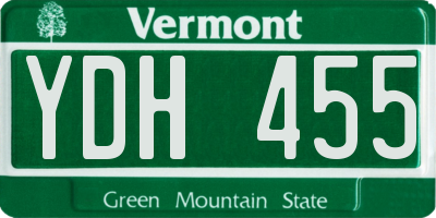 VT license plate YDH455