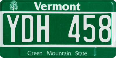 VT license plate YDH458