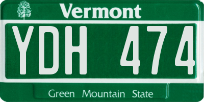 VT license plate YDH474