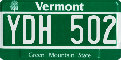 VT license plate YDH502