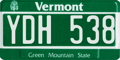 VT license plate YDH538