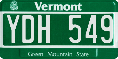 VT license plate YDH549