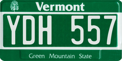 VT license plate YDH557