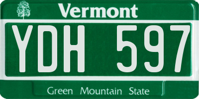 VT license plate YDH597