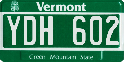 VT license plate YDH602
