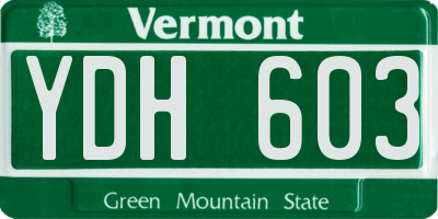 VT license plate YDH603