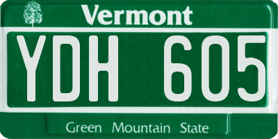 VT license plate YDH605