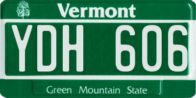 VT license plate YDH606