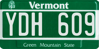 VT license plate YDH609
