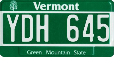 VT license plate YDH645