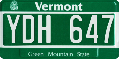 VT license plate YDH647