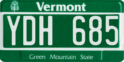 VT license plate YDH685