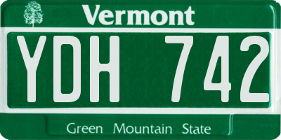 VT license plate YDH742